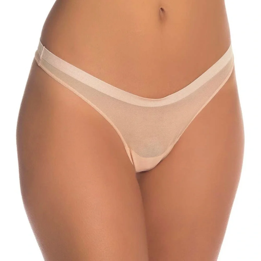 Free People‎ nude sheer Roxanne thong Large new